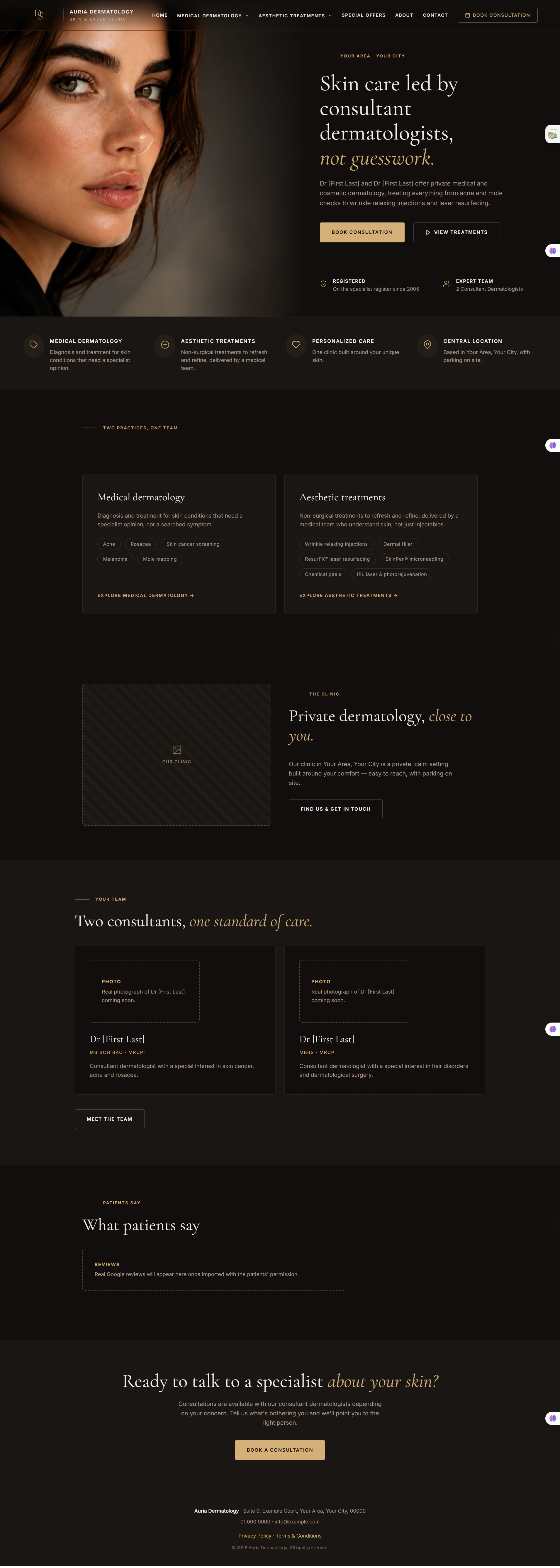 Auria Dermatology website