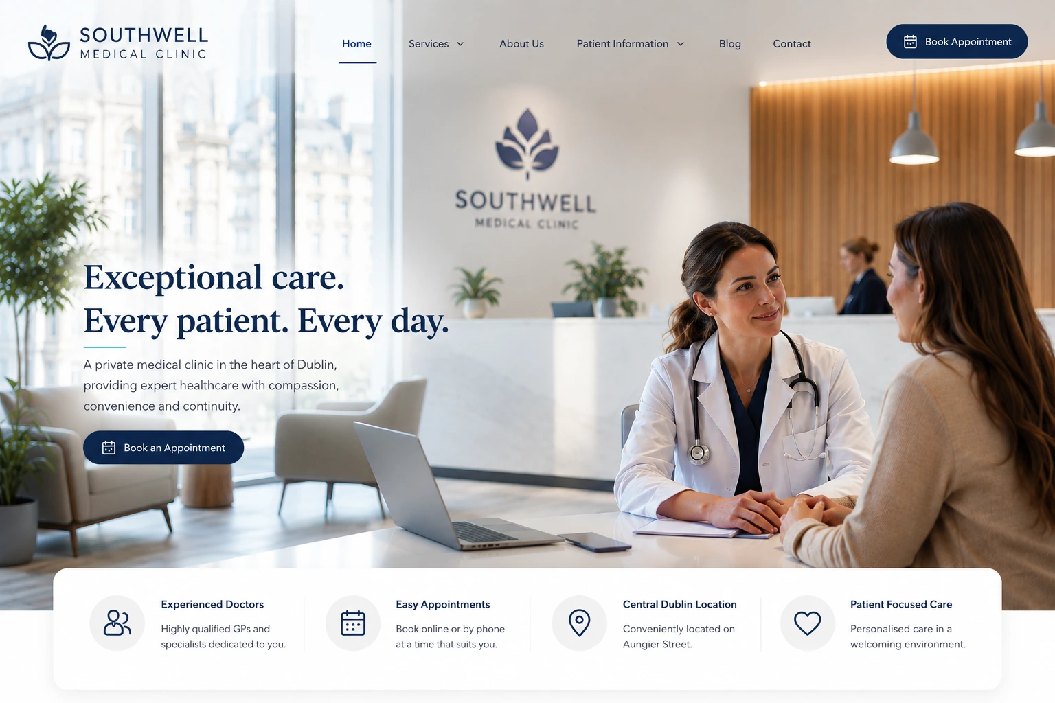 Premium medical clinic website concept