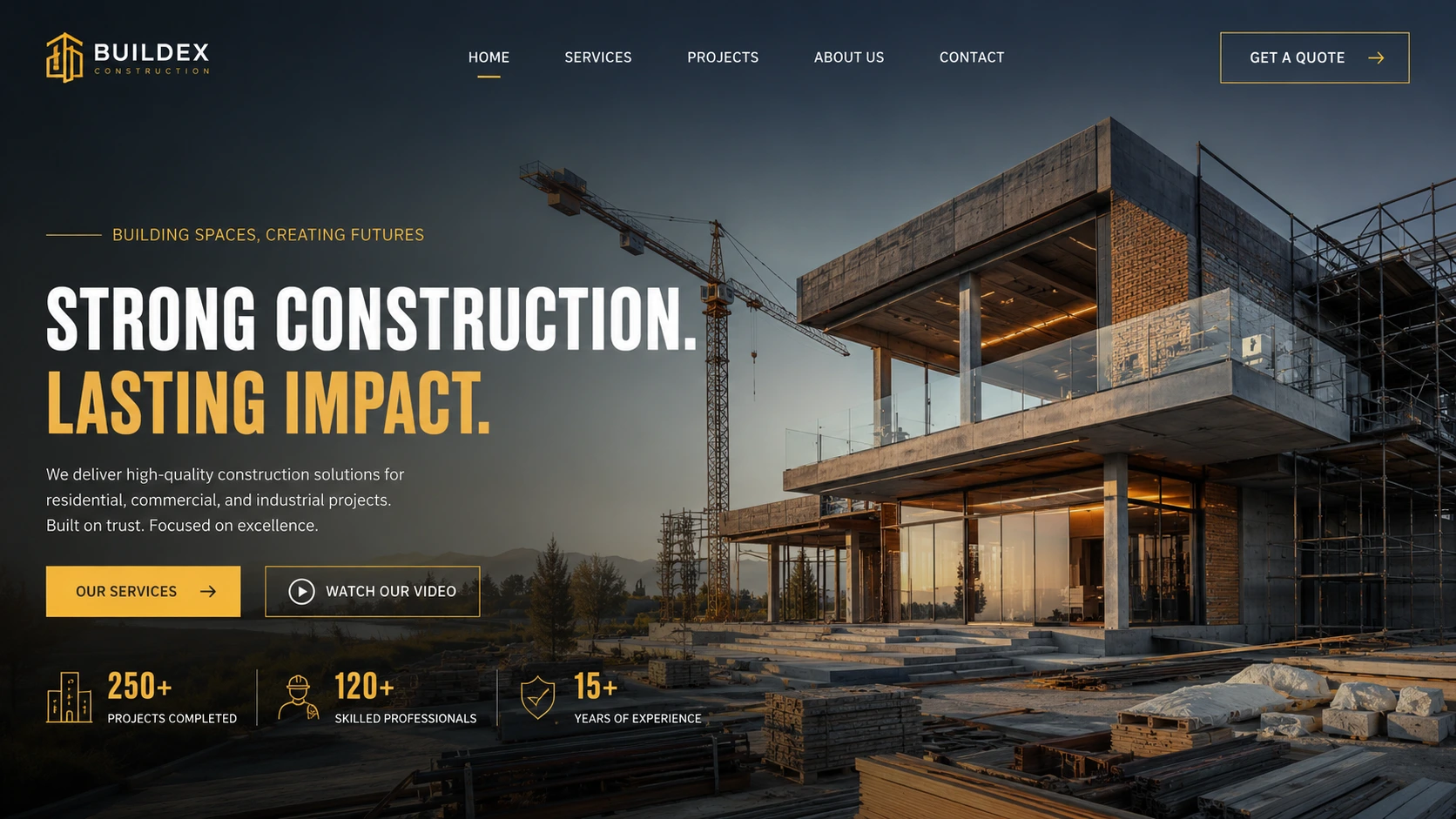 Premium construction company website concept