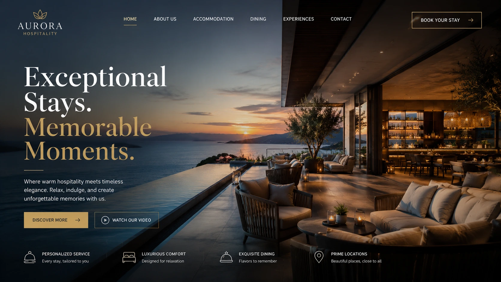 Premium boutique hotel website concept