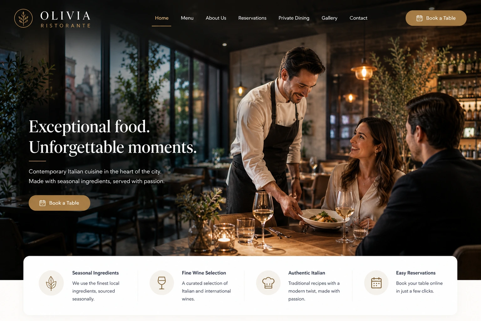 Premium restaurant website concept